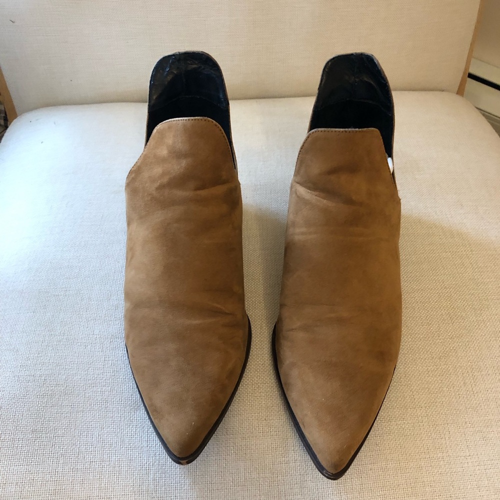 Zara Tan Suede Heeled Pointed Toe Boots - Picture 3 of 7